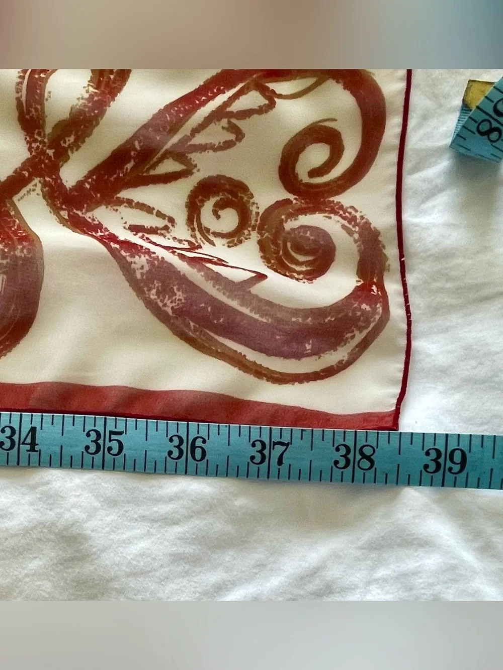 Geri Brown Rust and Cream Paisley almost Square Scarf- translucent